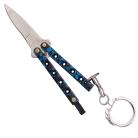Blue Keychain Butterfly Knife 3.5 Inches