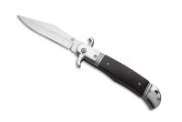 9" CZ Bolster Release Automatic Knife Ebony Wood (4" Damascus Etching)