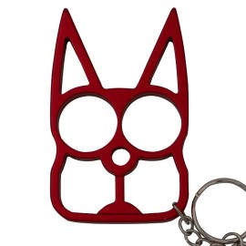 Cat Keychain Self Defense Metal Knuckles Weapon Red