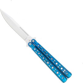 Clip Point Electric Fault Blue Butterfly Balisong Knife Flipper