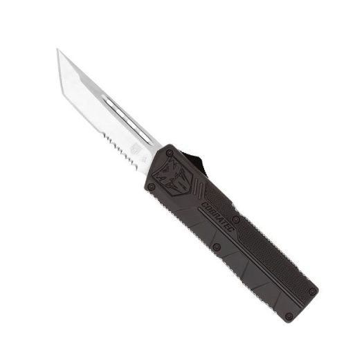 CobraTec Black Lightweight Auto, 3.5" D2 Tanto Serrated Blade, Aluminum Handle