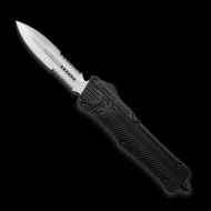CobraTec CTK-1 Black D/A OTF Auto, 3.75" D2 Dagger Serrated Blade, Aluminum Handle