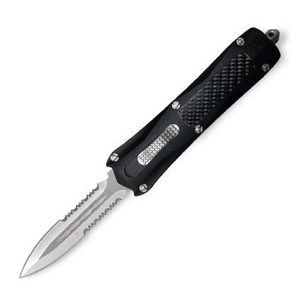 CobraTec King Cobra D/A OTF Automatic Knife Satin Dagger Serrated Switchblade