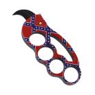 Confederate Flag Brass Knuckles Karambit Automatic Knife
