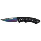 Contour 8" Black Automatic Knife Rainbow Damascus Etch Switchblade