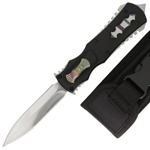 Critical Acclaim D/A OTF Knife with Skull Design and Pouch