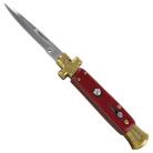 Cross 9 Inch Dark Red Stiletto Automatic Knife Brass Bayo