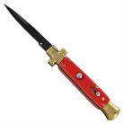 Cross 9" Red Stiletto Automatic Knife Brass Black Bayo