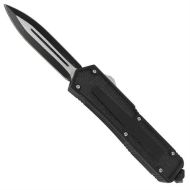Titan Black Grip D/A OTF Automatic Knife Dagger Point Two Tone Plain