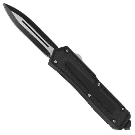 Titan Black Grip D/A OTF Automatic Knife Dagger Point Two Tone Plain