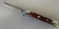 Damascus AKC 9 inch Swinguard Snakewood Bayo Italian Stiletto Automatic Knife