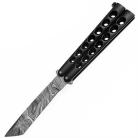 Damascus Butterfly Knife Balisong Black Tanto