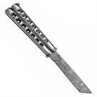Damascus Butterfly Knife Balisong Chrome Tanto