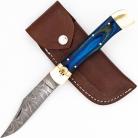 Damascus Ocean Wood Lever Lock Automatic Knife File Work