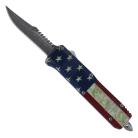 Damascus 6.75" Ranger American Flag D/A OTF Automatic Knife Drop Point