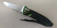 Dark Green Side Opening Automatic Knife Serrated