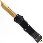 Delta Alpha Black D/A OTF Automatic Knife Gold Tanto