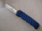 Delta Force Blue Side Opening Automatic Knife Silver Drop Serrated