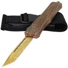 Delta Force Imitation Wood D/A OTF Automatic Knife Damascus Gold Tanto