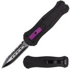 Demon Mini Black Purple D/A OTF Automatic Knife Dagger Serrated