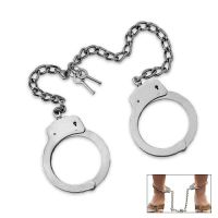 Double Lock Leg Cuffs Silver