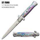 Dragon Rainbow 9.5 Inch Stiletto Automatic Knife Satin Bayo