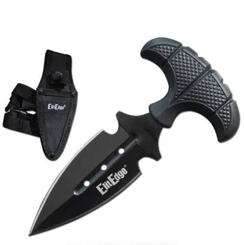 Black Military Push Dagger Dual Edge Fixed Blade Knife