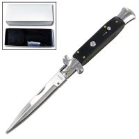 Epic Black 9.5 Inch Stiletto Automatic Knife Satin Bayo