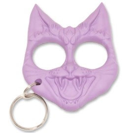 Evil Cat Protector Knuckle Keychain Light Purple