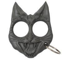 Evil Kitty Protector Knuckle Keychain Gray