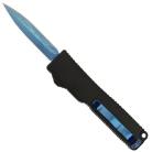 Firecracker Black D/A OTF Automatic Knife Damascus Blue Dagger