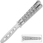 9" Practice Trainer Butterfly Knife Silver