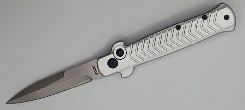 Fort Knife Works Arrow Silver Side Opener Automatic Knife D2 Satin Bayonet