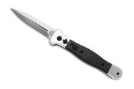 Fort Knife Works Black Carbon Fiber Cross Side Opener Automatic Knife Satin Dagger (8.5" Overall)
