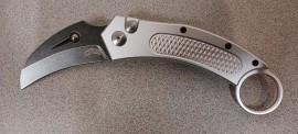 Fort Knifeworks Auto Karambit Knife Silver (2.5" Black)