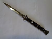 Frank B 11 Inch Italian Stiletto Automatic Knife Ebony Wood Bayo