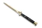 Frank B 11" Italian Stiletto Dark Horn Automatic Knife Gold Bayo