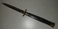 Frank Beltrame 11 Inch Swinguard Ebony Wood Stiletto Automatic Knife Gold Bayo