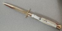 Frank B 11" Swinguard Italian Stiletto Brazilian Horn Gold Bayo Automatic Knife