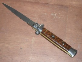 Frank B Real Italian Stiletto Flat Grind Snakewood Automatic Knife