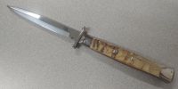 Frank B Swinguard 11" Italian Stiletto Ram Horn Satin Bayo Automatic Knife