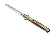 Frank Beltrame 11" Brazilian Horn Stiletto Automatic Knife Polished Dagger