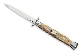 Frank Beltrame 11" Swinguard Stiletto Automatic Knife Blonde Horn Dagger 4mm