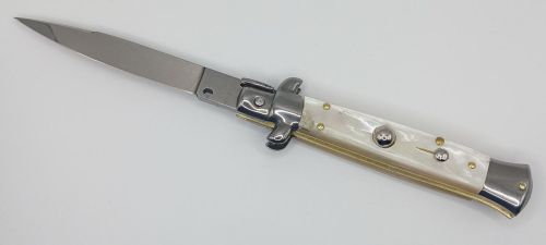 Frank Beltrame 8" Mother of Pearl Stiletto Automatic Knife Swedge