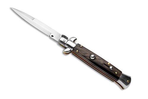 Frank Beltrame 9" Buffalo Horn Picklock Stiletto Automatic Knife Bayonet