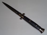 Frank Beltrame 9" Imitation Carbon Fiber Automatic Knife Satin Dagger