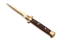 Frank Beltrame 9" Red Heart Wood Stiletto Automatic Knife Gold Bayonet