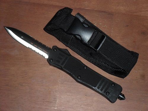Gargoyle OTF D/A Automatic Knife Dagger Double Serr Black