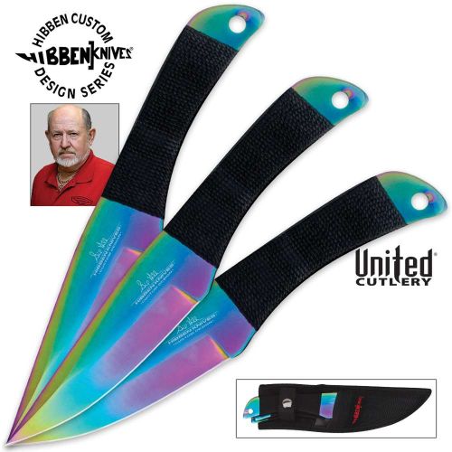 Gil Hibben Throwing Knives Set Titanium Rainbow