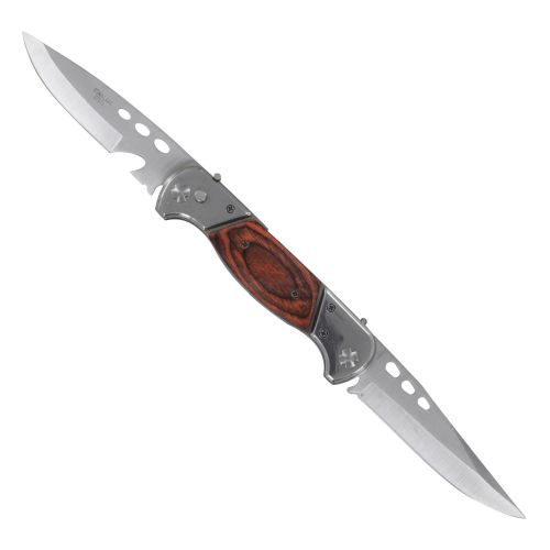 Goliath Double Switchblade Wood Automatic Knife Satin